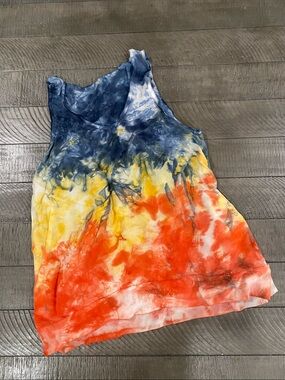 Tie-Dye Racerback Tank Top - Blue, Yellow & Orange